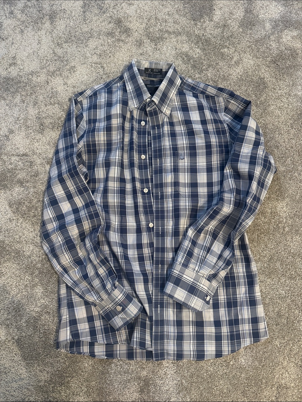 Nordstrom Blue and White Plaid Button-Up Shirt